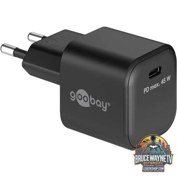 goobay USB-C Schnellladegerät Nano, PD, GaN, 45 Watt schwarz, 1x USB-C, Power Delivery 3.0 - goobay