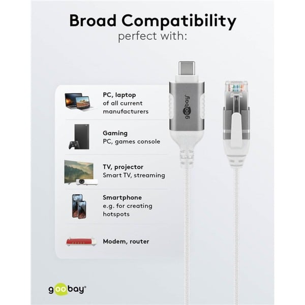 goobay Ethernet-Adapterkabel USB-C 3.2 Gen2 > RJ-45, Slim - goobay - vue 12