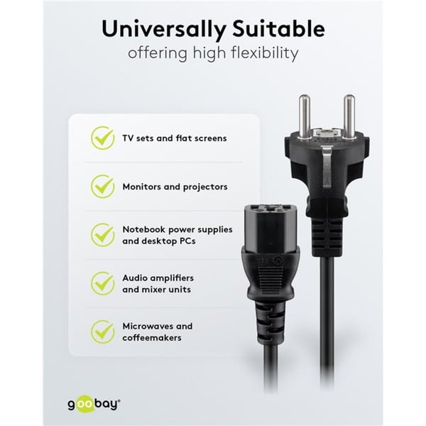 goobay Kaltgeräte-Anschlusskabel C13 > Schutzkontakt-Stecker - goobay - vue 5