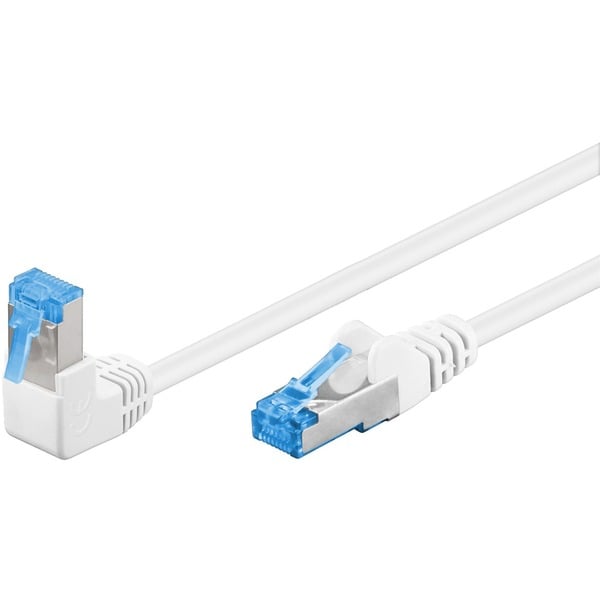 goobay Patchkabel Cat.6a S/FTP (PiMF), 1x 90° gewinkelt - goobay