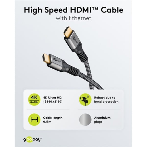 goobay Plus High-Speed-HDMI-câble avec Ethernet, 4K @ 60Hz - goobay - vue 9