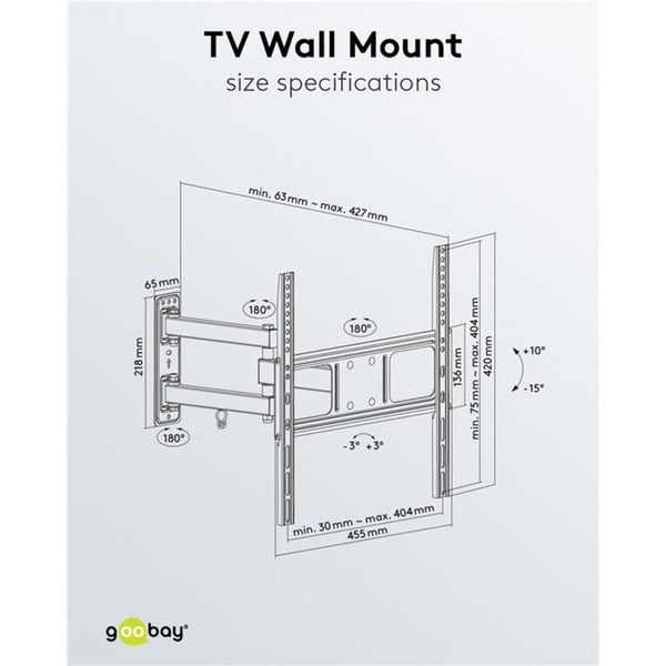 goobay TV-Wandsupport Basic FULLMOTION (M) - goobay - vue 10