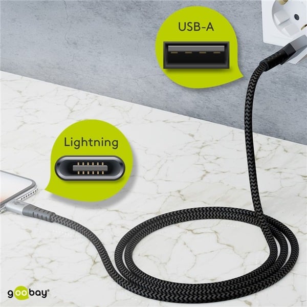 goobay USB 2.0 Adapterkabel, USB-A Stecker > Lightning Stecker - goobay - vue 4