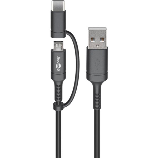 goobay USB 2.0 câble, USB-A Stecker > USB-C + Micro-USB Stecker - goobay