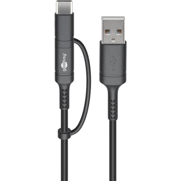 goobay USB 2.0 câble, USB-A Stecker > USB-C + Micro-USB Stecker - goobay - vue 2