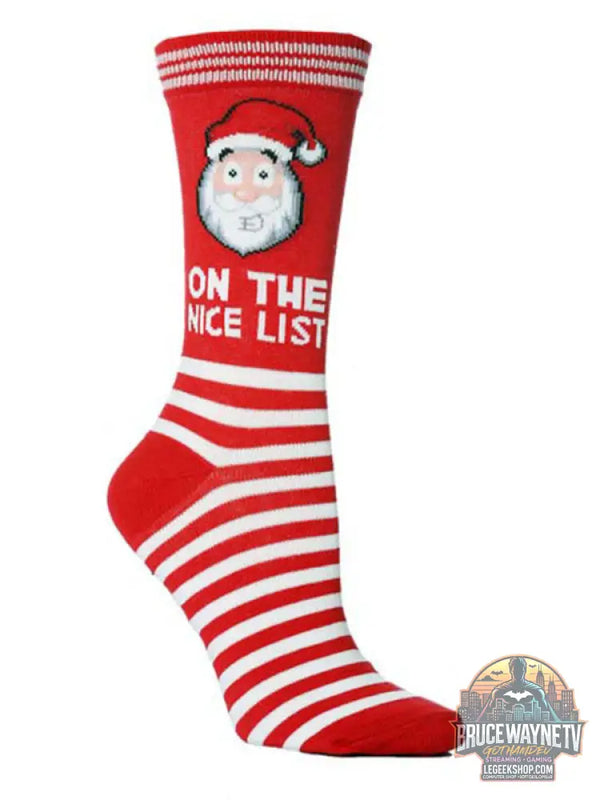 Holiday Striped Knit Women’s Cotton Socks - Red / One size
