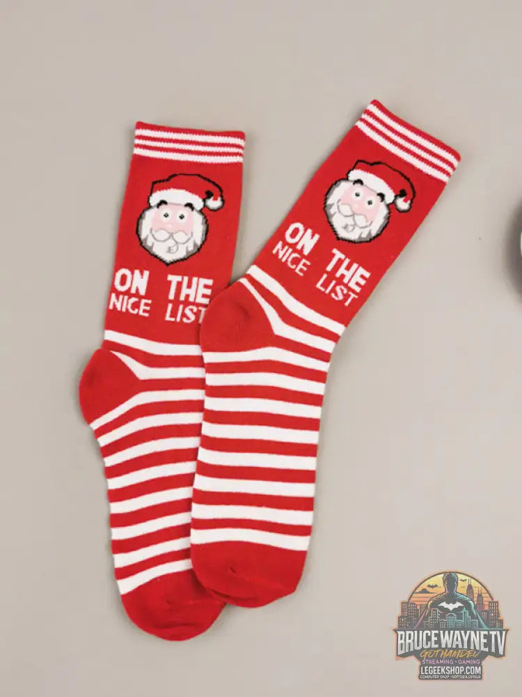 Holiday Striped Knit Women’s Cotton Socks - Red / One size