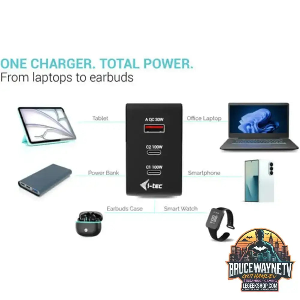 i-tec 100W Intelligent Multiport USB Charger, Ladegerät schwarz - i-tec - vue 5