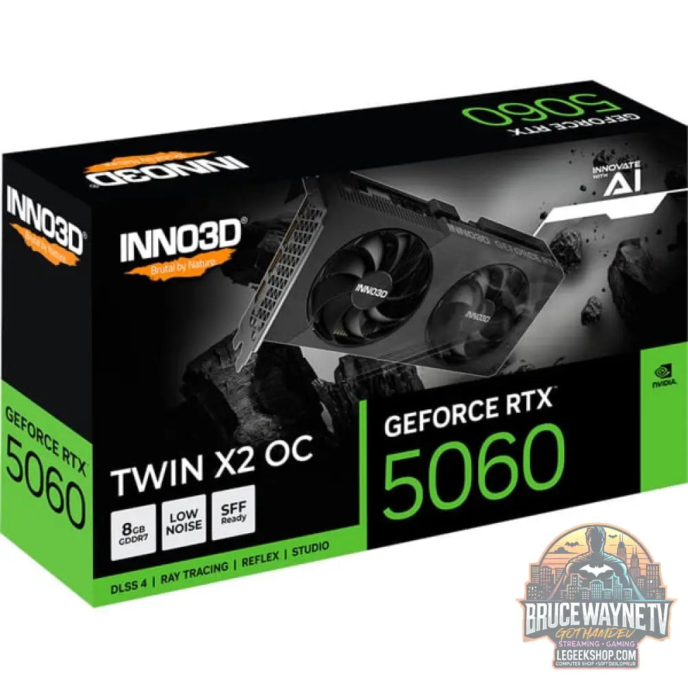 INNO3D GeForce RTX 5060 TWIN X2 OC V2, Grafikkarte DLSS 4, 3x DisplayPort, 1x HDMI 2.1 - INNO3D - vue 3
