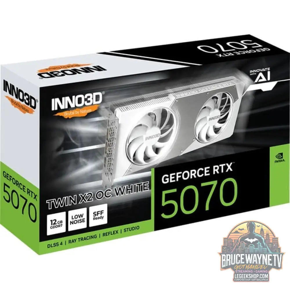 INNO3D GeForce RTX 5070 TWIN X2 OC white, Grafikkarte blanc, DLSS 4, 3x DisplayPort, 1x HDMI 2.1 - INNO3D - vue 3