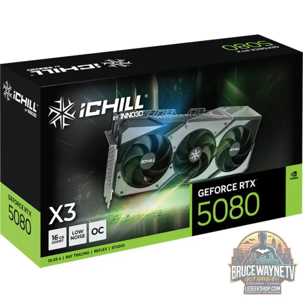 INNO3D GeForce RTX 5080 ICHILL X3 V2, Grafikkarte DLSS 4, 3x DisplayPort, 1x HDMI 2.1 - INNO3D - vue 3