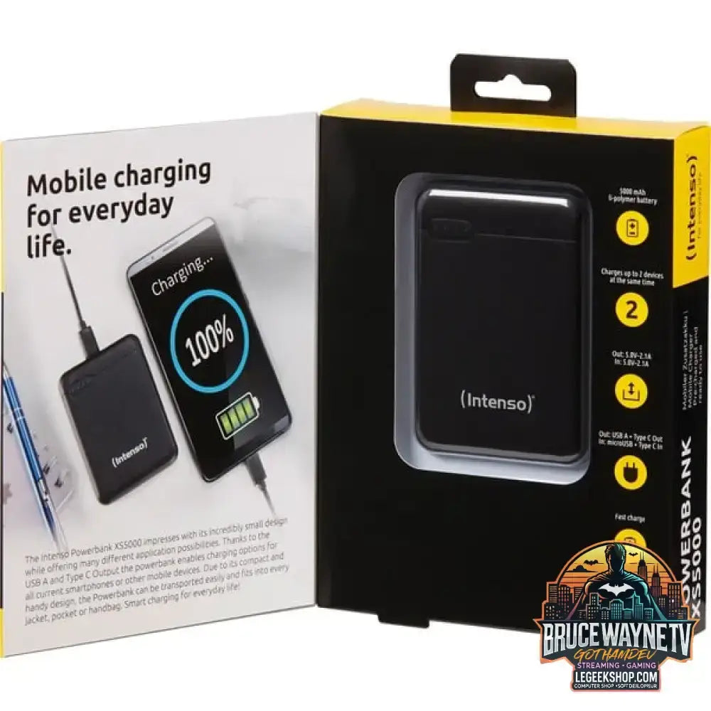 Intenso Powerbank XS5000 schwarz, 5.000 mAh - Stromquelle: USB-C, Micro-USB - vue 6