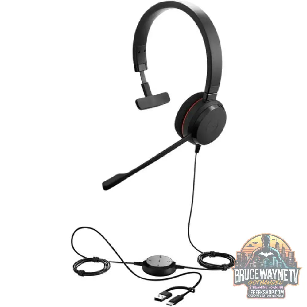 Jabra Evolve 20, Headset noir, Microsoft Teams-Version, USB-C et USB-A, Mono - Jabra - vue 2
