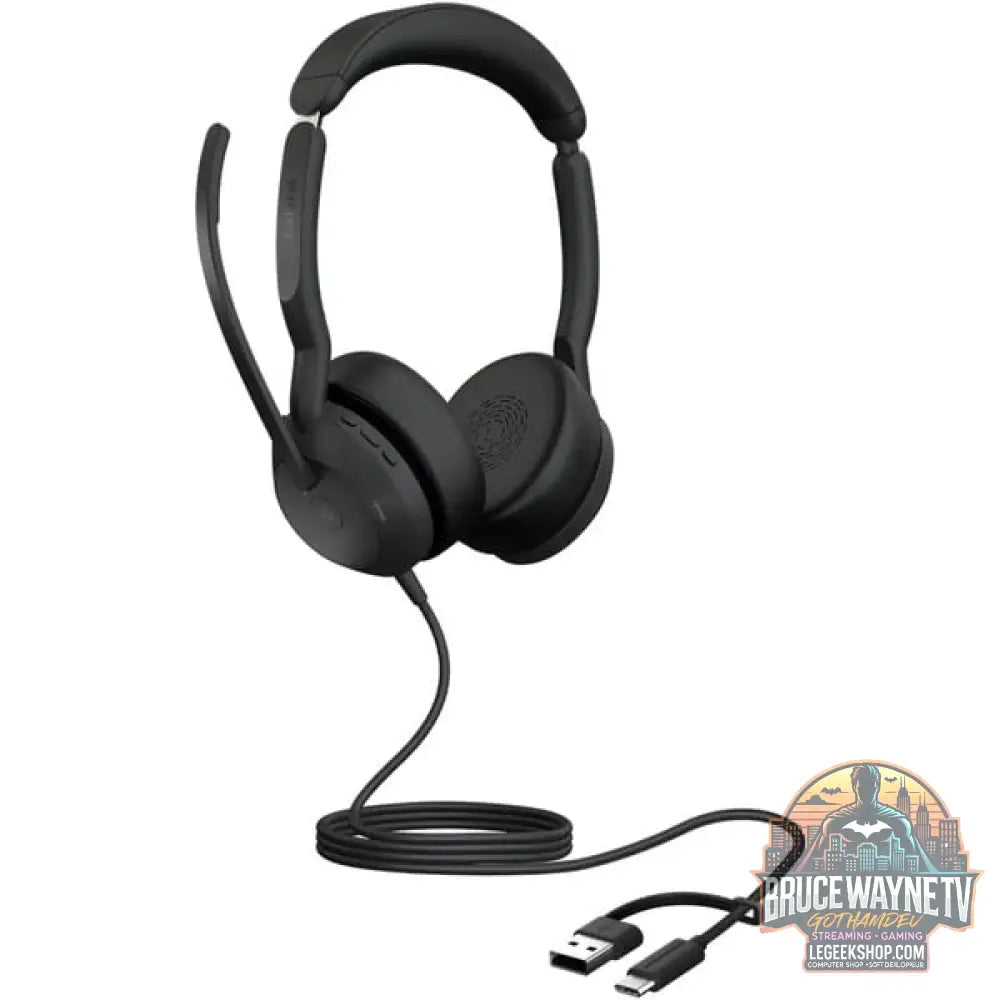 Jabra Evolve2 50, Headset noir, Microsoft Teams Version, Bluetooth 5.2, USB-C et USB-A, Stereo - Jabra - vue 3