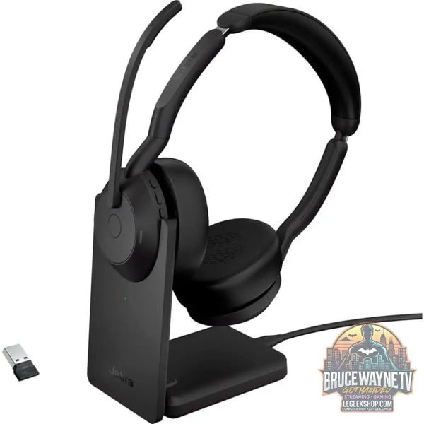 Jabra Evolve2 55, avec station de charge, Headset noir, Stereo, UC, USB-A, Link380a - Jabra