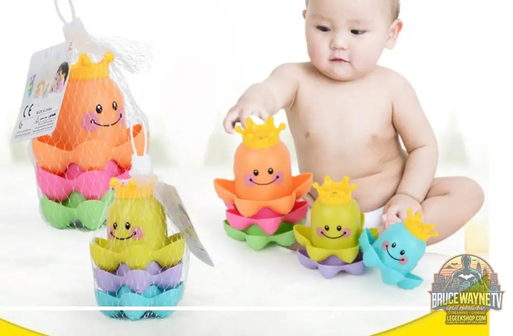 Jouet Bain Enfant Gobelets Empilables Pieuvre Mer - Jouet Bain Enfant