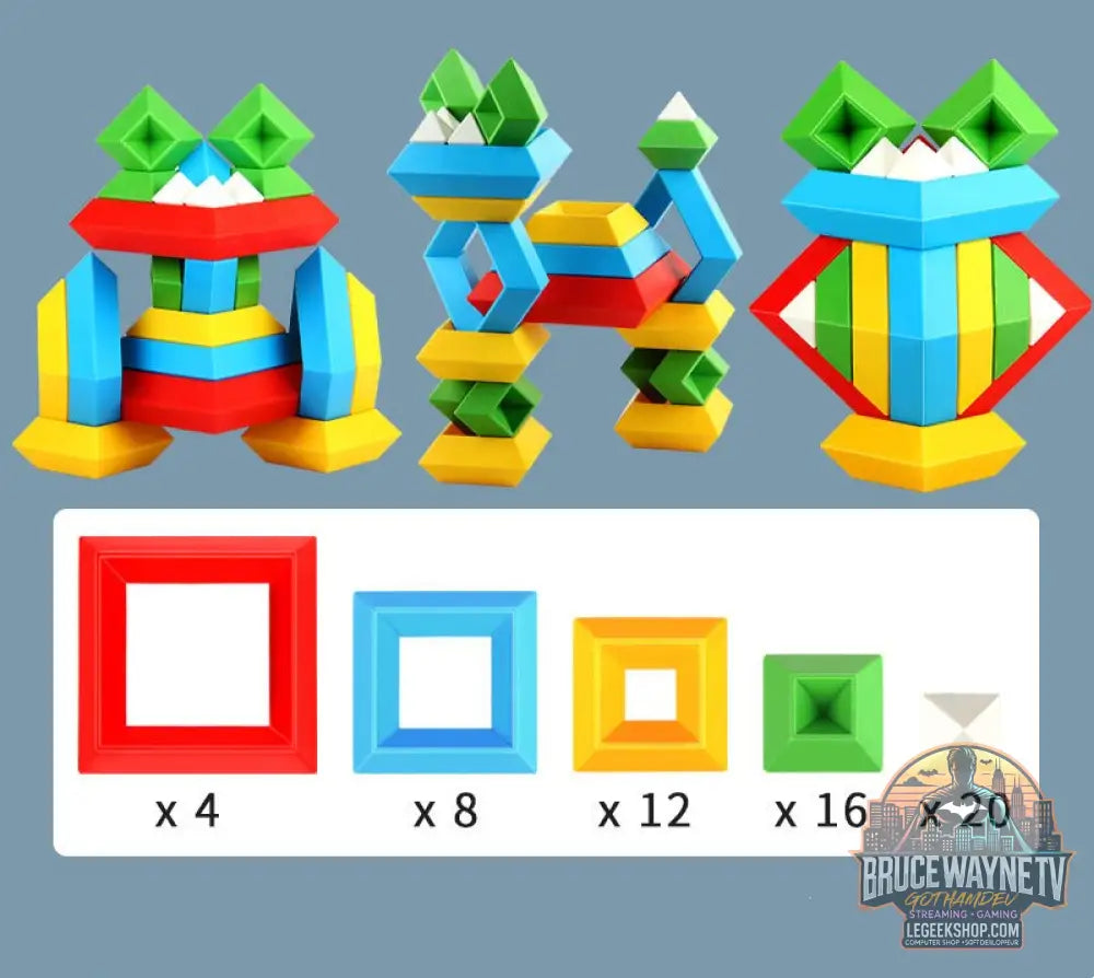 Jouet Éducatif Montessori Tour Arc-en-Ciel Bois Blocs Construction - Deluxe version 60pcs set - Jouets Bébé