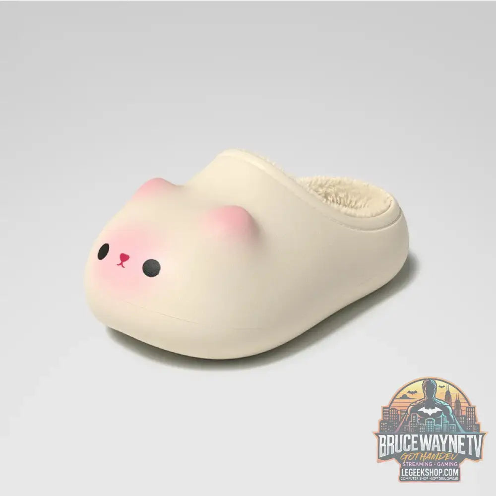 Kawaii kitty pantoufles de créateur femmes bas chat patte chaussures hiver chaud imperméable mules sabots femme chaton