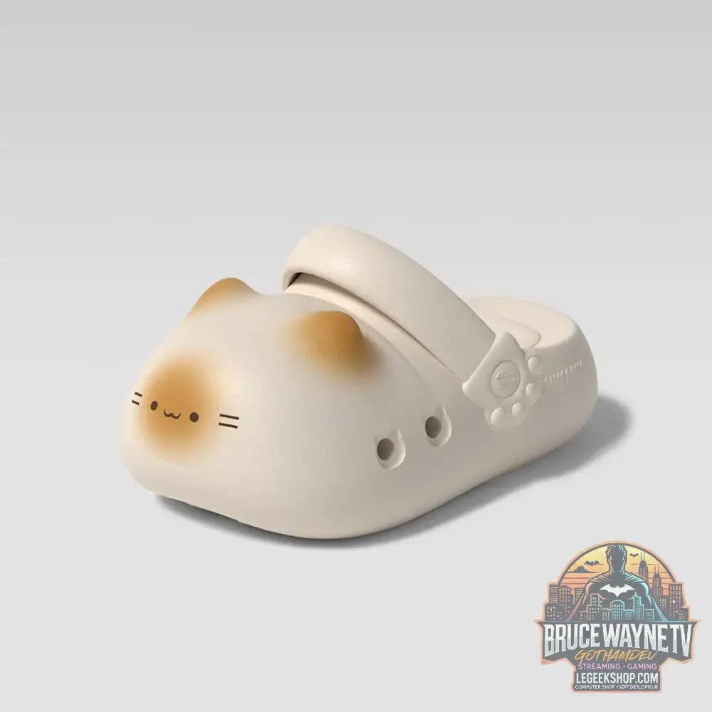 Kawaii kitty pantoufles de créateur femmes bas chat patte chaussures hiver chaud imperméable mules sabots femme chaton