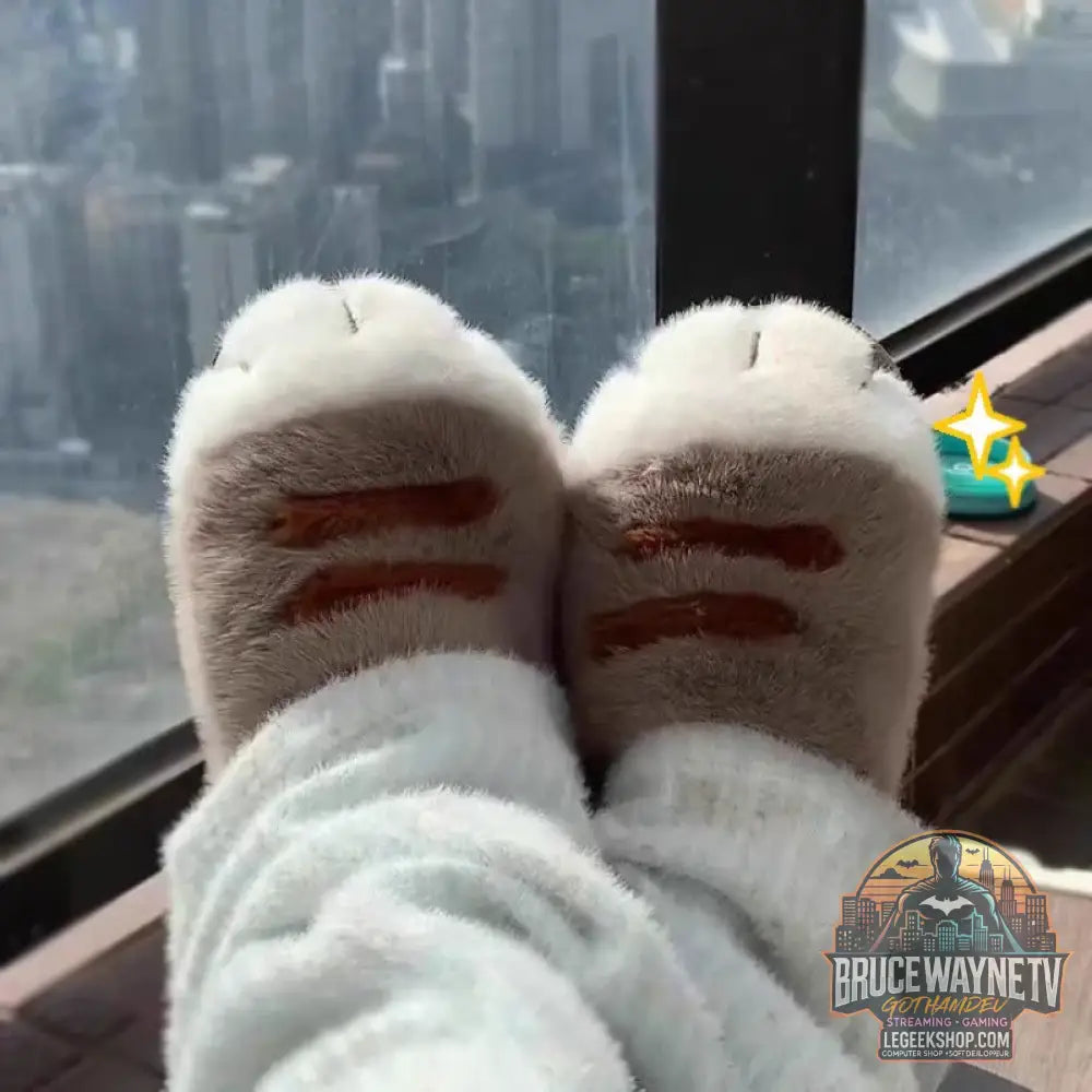 Kawaii kitty pantoufles de créateur femmes bas chat patte chaussures hiver chaud imperméable mules sabots femme chaton
