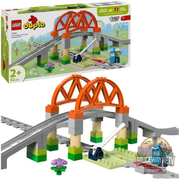LEGO 10426 DUPLO Town Eisenbahnbrücke et Schienen - Erweiterungsset, jeu de construction - LEGO