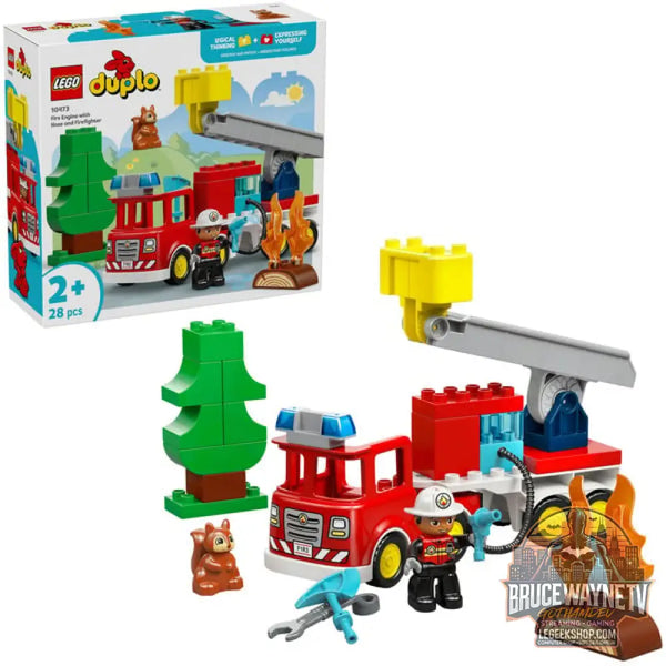 LEGO 10473 DUPLO Town Löschauto avec Schlauch et Feuerwehrmann, jeu de construction - LEGO