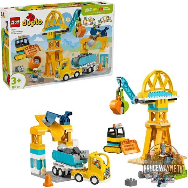 LEGO 10476 DUPLO Town Baustelle avec Baufahrzeugen - 3-in-1-Set, jeu de construction - LEGO