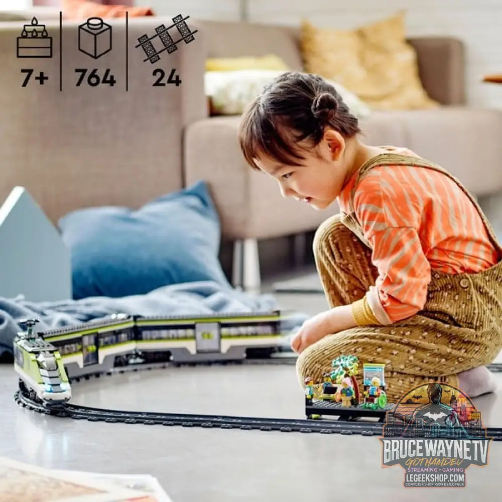 LEGO 60337 City Personen-Schnellzug, jeu de construction Set avec ferngesteuertem Zug avec Scheinwerfern, 2 Wagen et 24 Schienen-Elementen - LEGO - vue 8