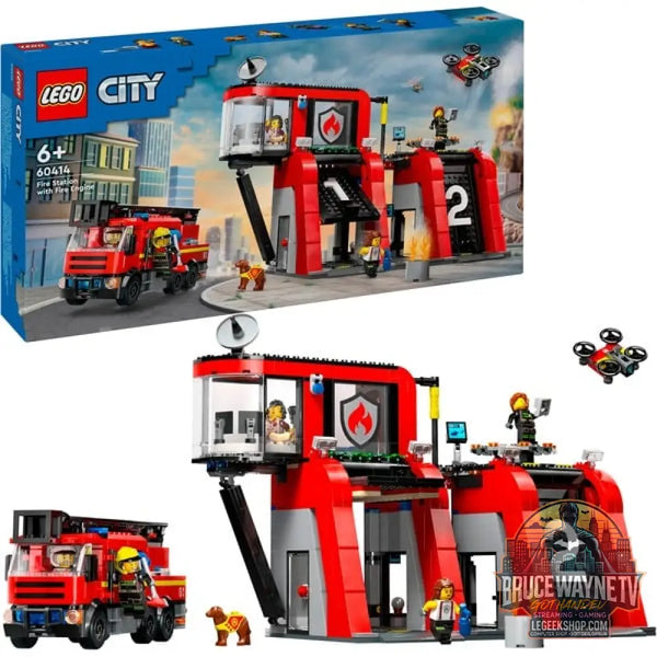 LEGO 60414 City Feuerwehrstation avec Drehleiterfahrzeug, jeu de construction - LEGO