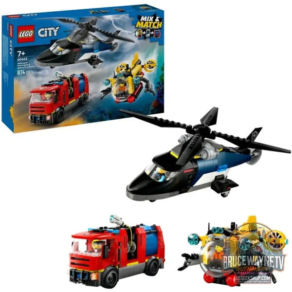 LEGO 60462 City Kombinationsset avec Hubschrauber, Löschauto et U-Boot, jeu de construction - LEGO