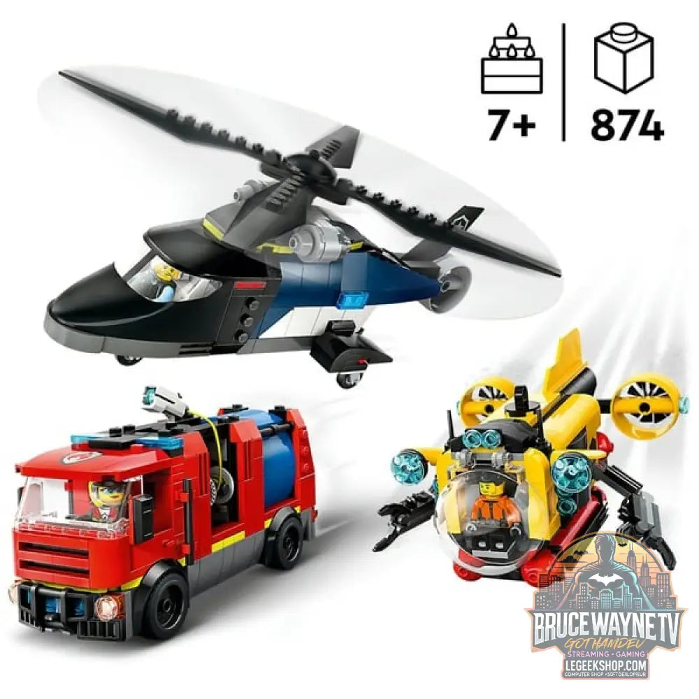 LEGO 60462 City Kombinationsset avec Hubschrauber, Löschauto et U-Boot, jeu de construction - LEGO - vue 3