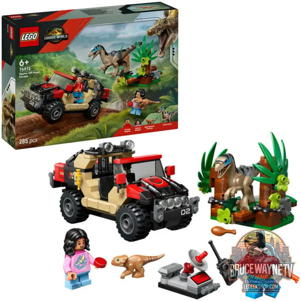 LEGO 76972 Jurassic World Raptor: Verfolgungsjagd avec dem Geländewagen, jeu de construction - LEGO
