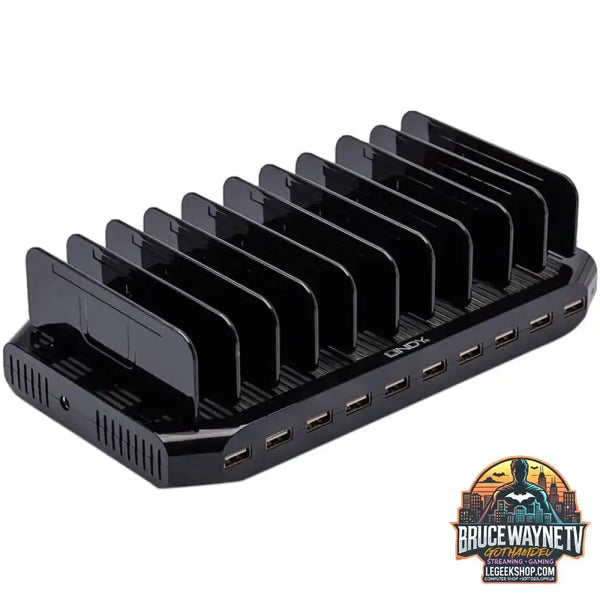 Lindy 10 Port USB-Ladestation, 10x USB-A schwarz, gleichzeitiges Laden von bis zu 10 Tablets / Smartphones - Lindy