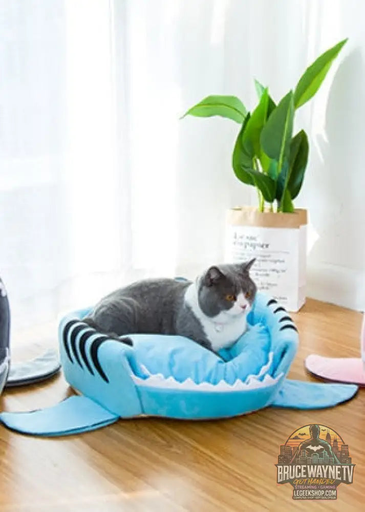 Lit Requin Animaux Chien Chat Niche Douillet Confortable - Blue / S - Lit Animaux