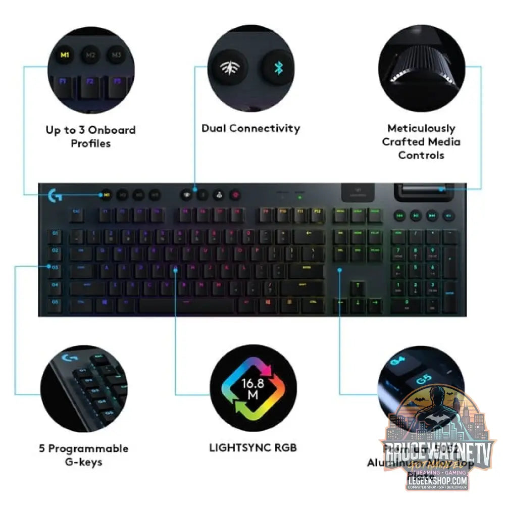 Logitech G915 LIGHTSPEED, clavier gaming - vue 6