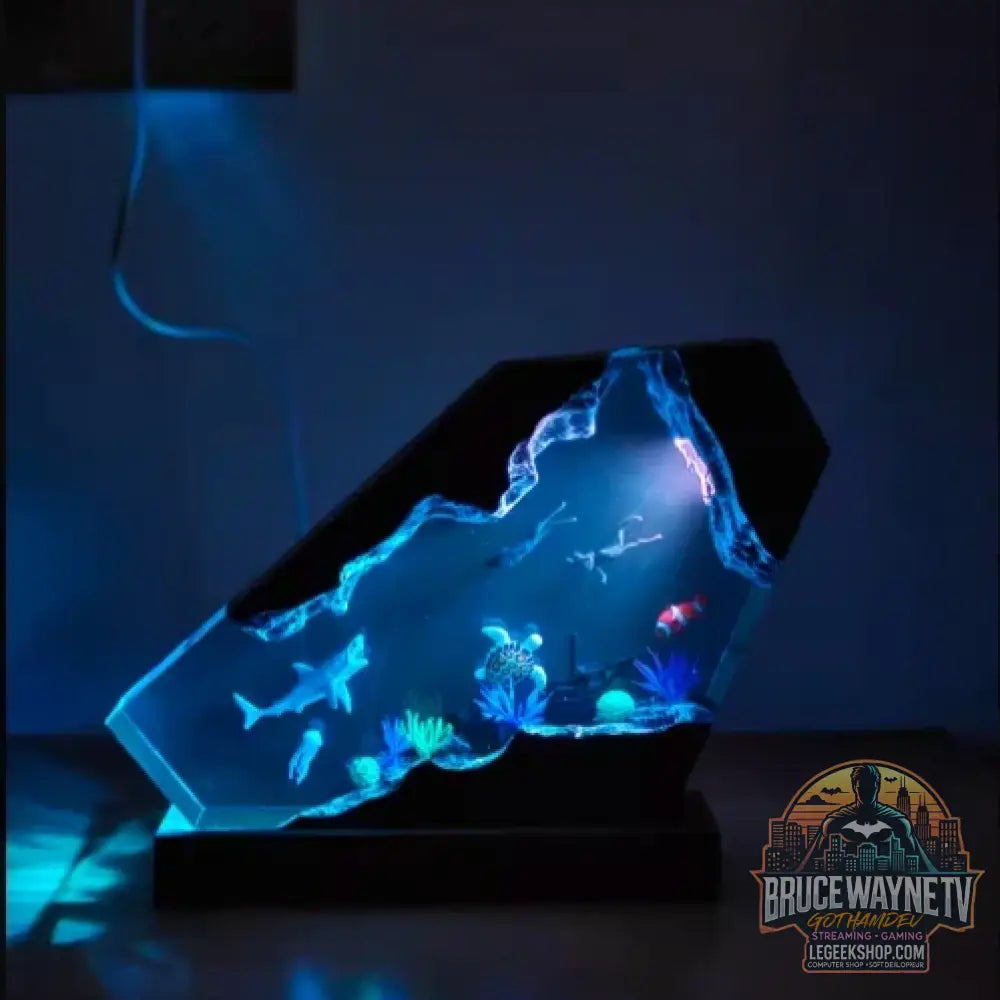 Micro-paysage marin de guérison artisanat en résine ornements lumineux décorations de bureau baleine créative cadeaux