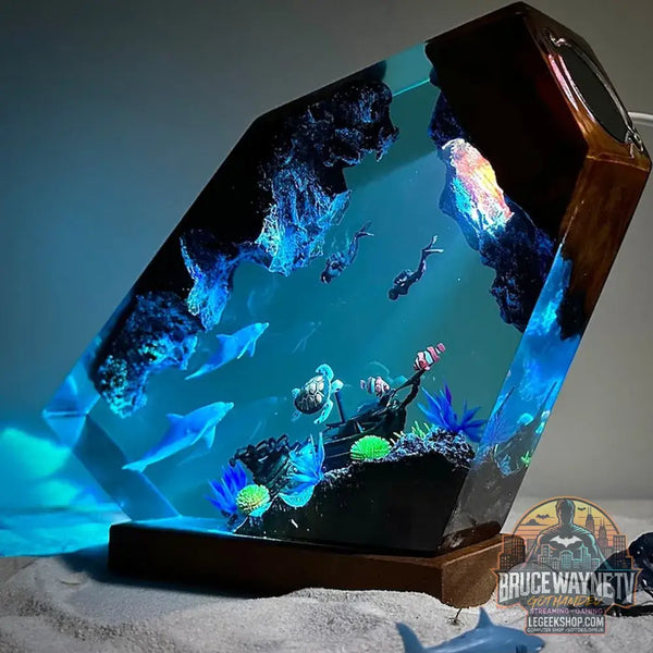 Micro-paysage marin de guérison artisanat en résine ornements lumineux décorations de bureau baleine créative cadeaux