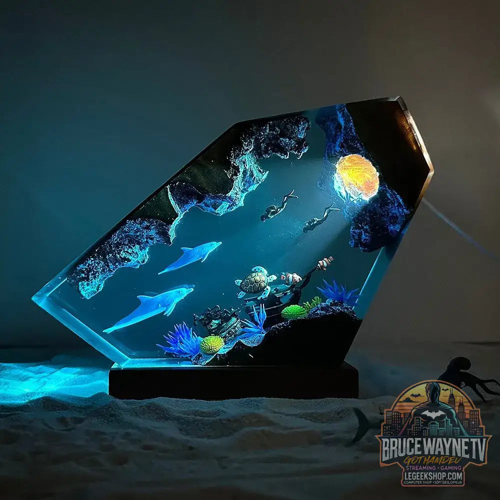 Micro-paysage marin de guérison artisanat en résine ornements lumineux décorations de bureau baleine créative cadeaux