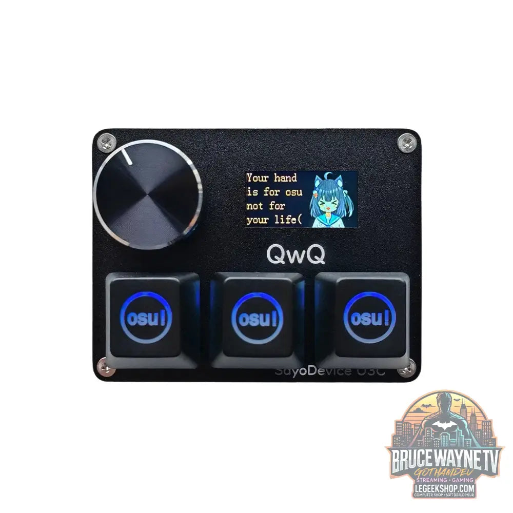 Mini Clavier Mécanique BTXETUEL SayoDevice OSU O3C – Switchs Magnétiques Roses | Écran IPS & Ultra-Vitesse - Black OSU