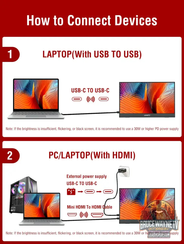 Moniteur Portable 14 pouces ANMITE - Tactile 1920x1200 100% sRGB HDR10 - Moniteur Portable