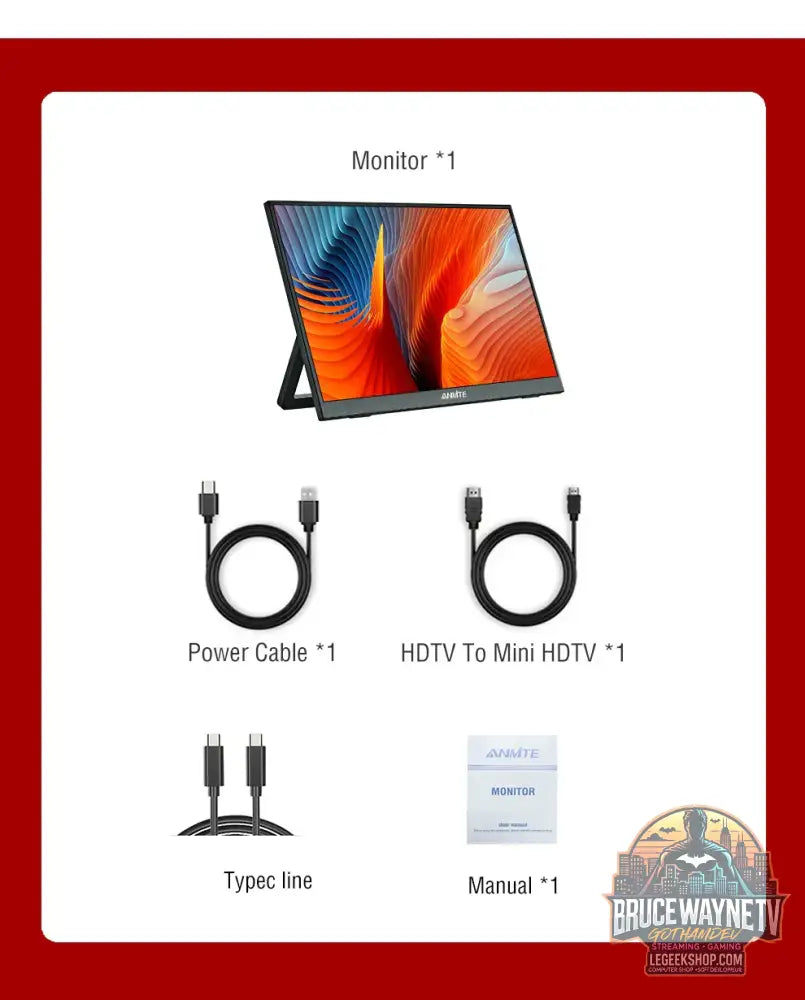 Moniteur Portable 14 pouces ANMITE - Tactile 1920x1200 100% sRGB HDR10 - Moniteur Portable