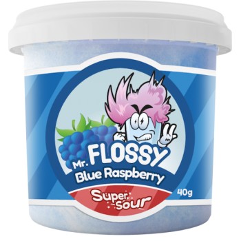 Mr Flossy Barbe à papa Acidulée Framboise Bleu 40 Gr x 12