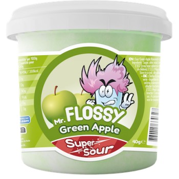 Mr Flossy Barbe à papa Acidulée Pomme Verte 40 Gr x 12