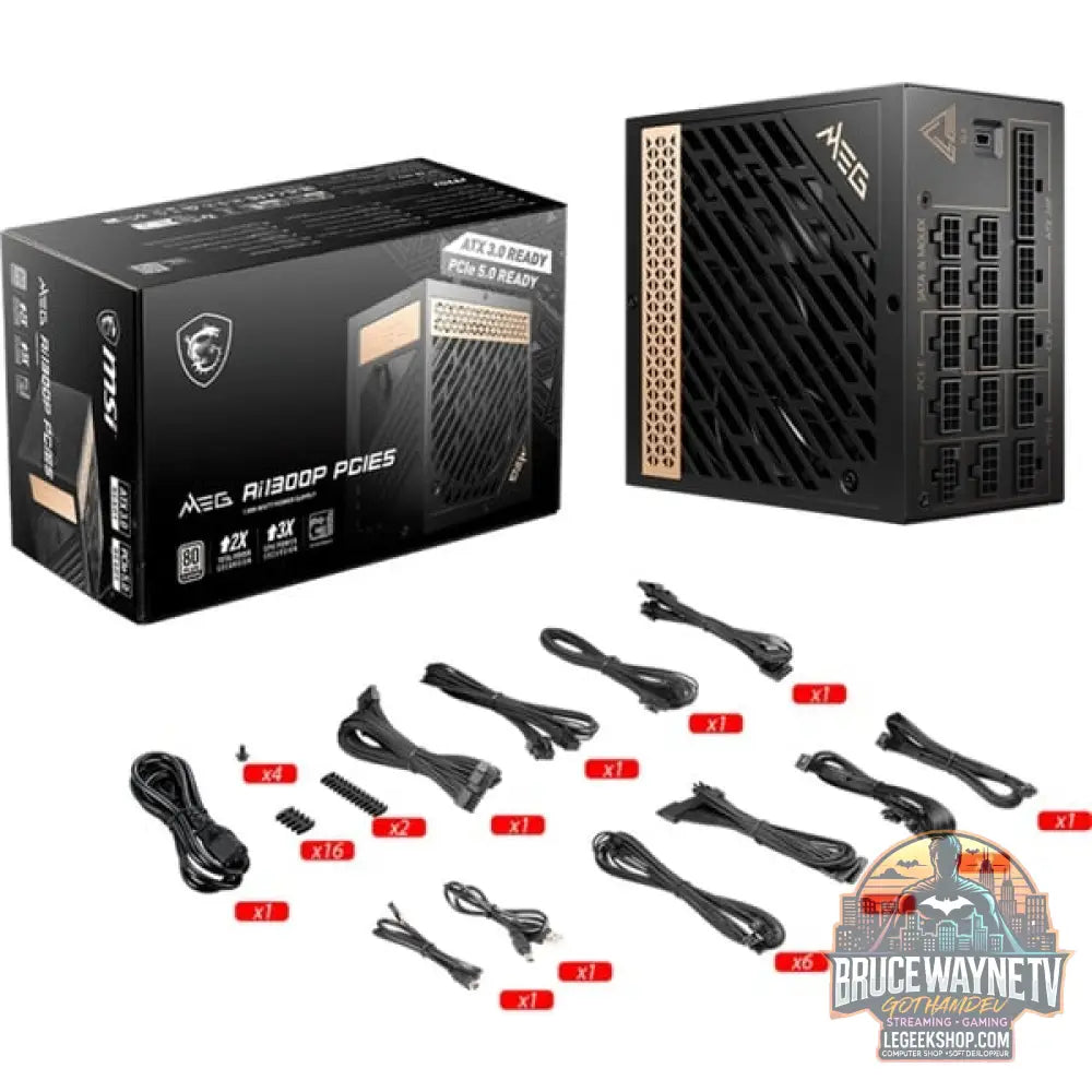 MSI MEG Ai1300P PCIE5 1300W, alimentation PC - MSI - vue 5