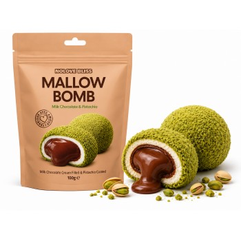 NOLOVE Bliss Mallow Bomb MilkChocolate & Pistachio 100 Gr x 24