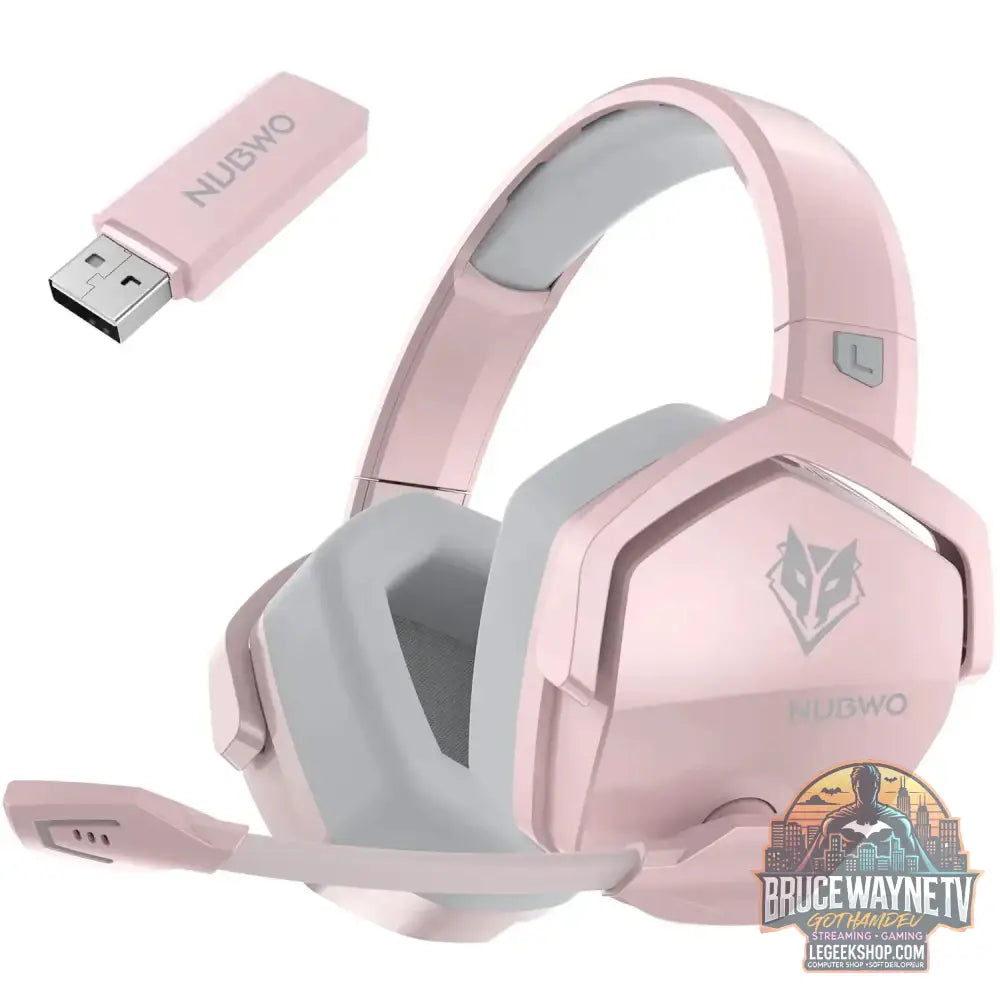 NUBWO G06 Double Casque Gaming Sans Fil 2.4GHz/BT 5. - Pink - Casque Gaming