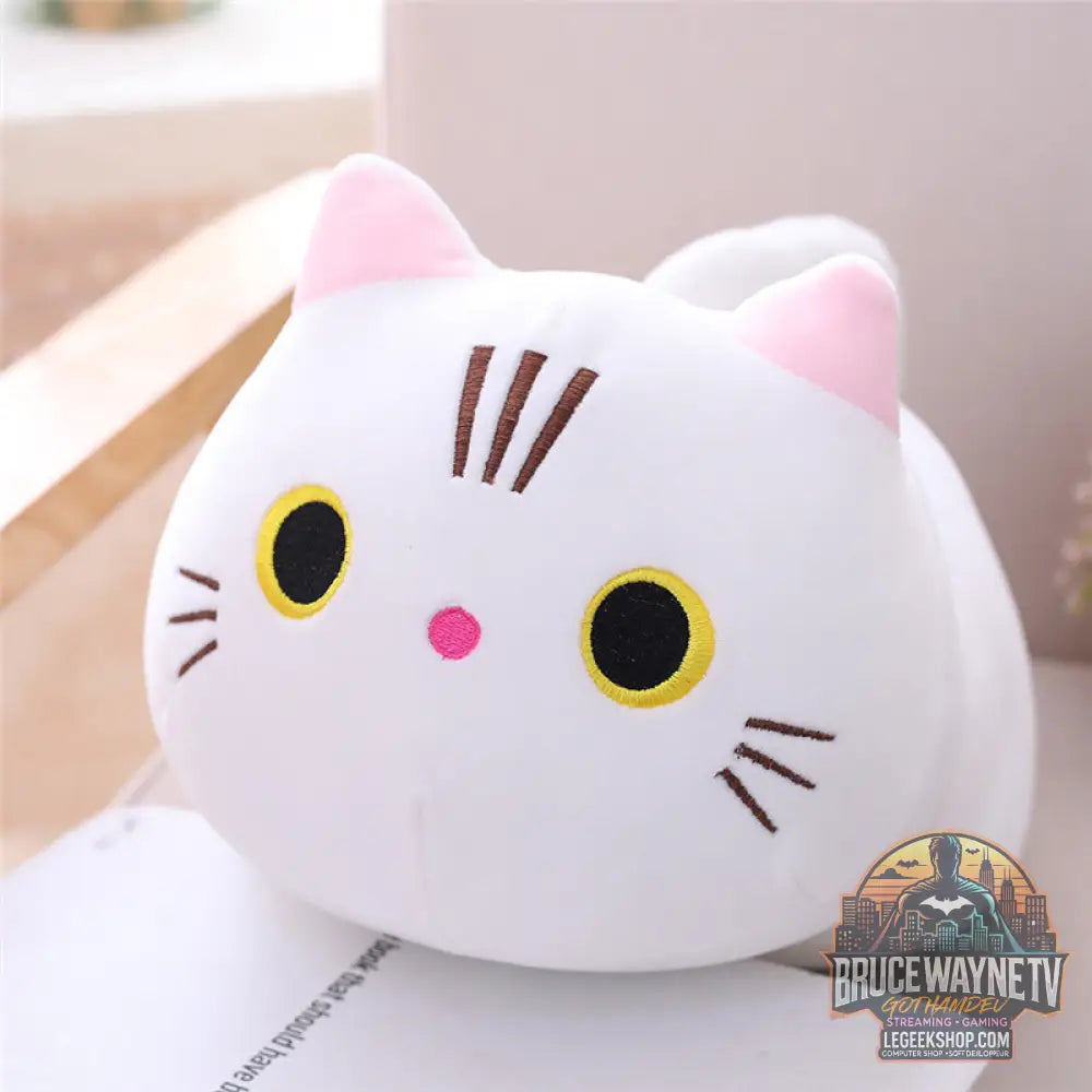 Peluche Chat Géante Coussin Oreiller Long Doux Décoration - White / 35cm - Peluche