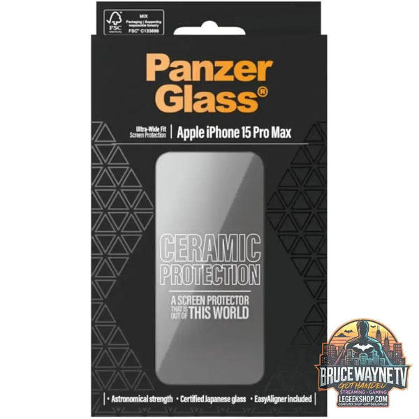 PanzerGlass Ceramic Displayschutz Ultra-Wide Fit, Schutzfolie transparent, iPhone 15 Pro Max, EasyAligner - Beschaffenheit: Glänzend