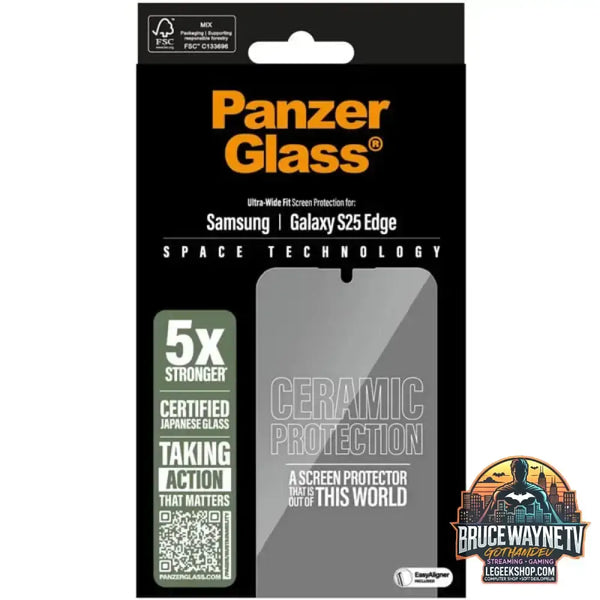 PanzerGlass Ceramic Displayschutz Ultra-Wide Fit, Schutzfolie transparent, Samsung Galaxy S25 Edge, EasyAligner - Beschaffenheit: Glänzend
