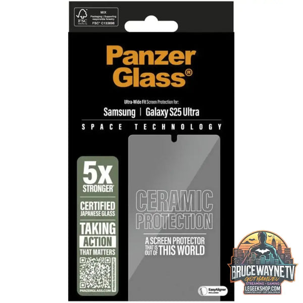 PanzerGlass Ceramic Displayschutz Ultra-Wide Fit, Schutzfolie transparent, Samsung Galaxy S25 Ultra, EasyAligner - Beschaffenheit: Glänzend